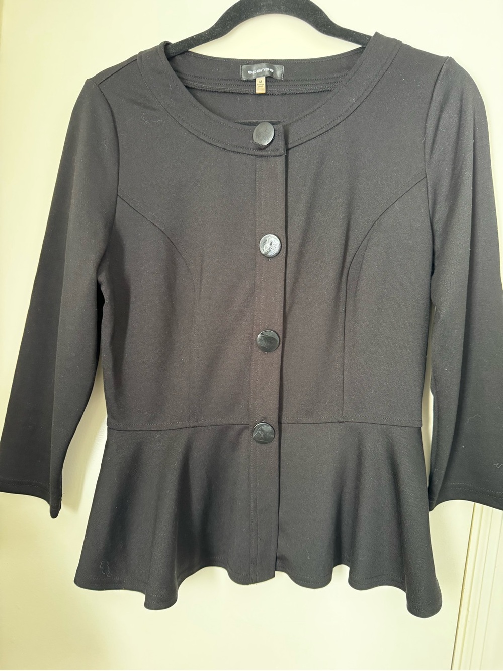 Spense Black Women's Knit Top with Clean Neckline